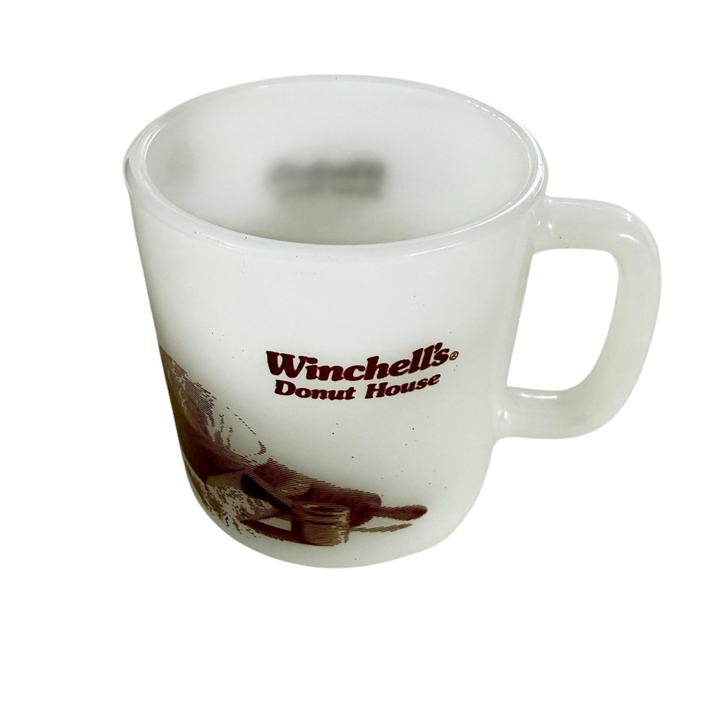 Vintage Winchell's Donut House Milk Glass‎ Coffee Mug Restaurant Ware Cup